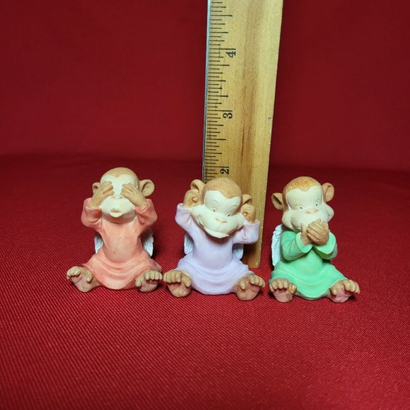 See Hear Speak No Evil Monkey Figurine Set of 3 - Picture 9 of 10
